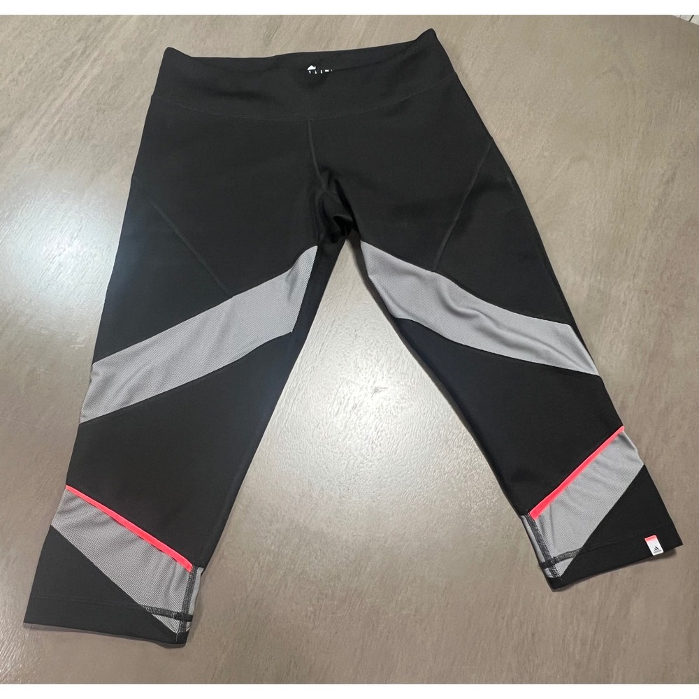 Adidas Climalite Womens Black Grey Pink Mesh Crop Leggings Size Medium
